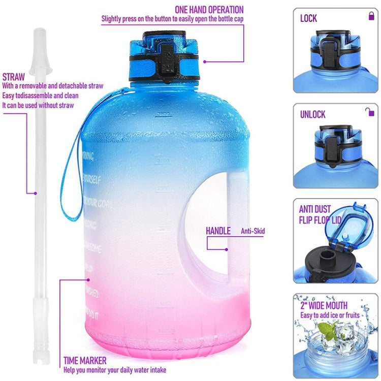 TT-T585 1 Gallon / 3.78L Sports Kettle Large Capacity Gradient Color Plastic Space Bottle, Colour: Transparent