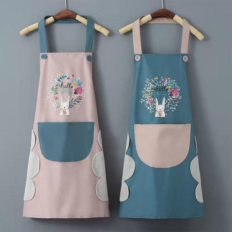 2 PCS 1607 Hand Wipe Apron Female Kitchen Waterproof And Oil-Proof Apron