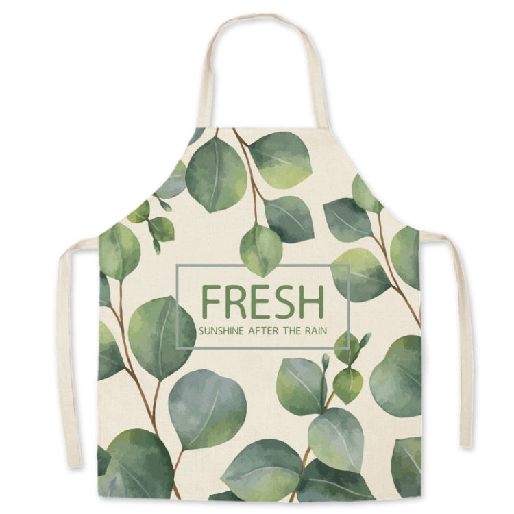 2 PCS Green Leaf Kitchen Apron Linen Cooking Gown Work Clothes, Specification: 65x75 cm