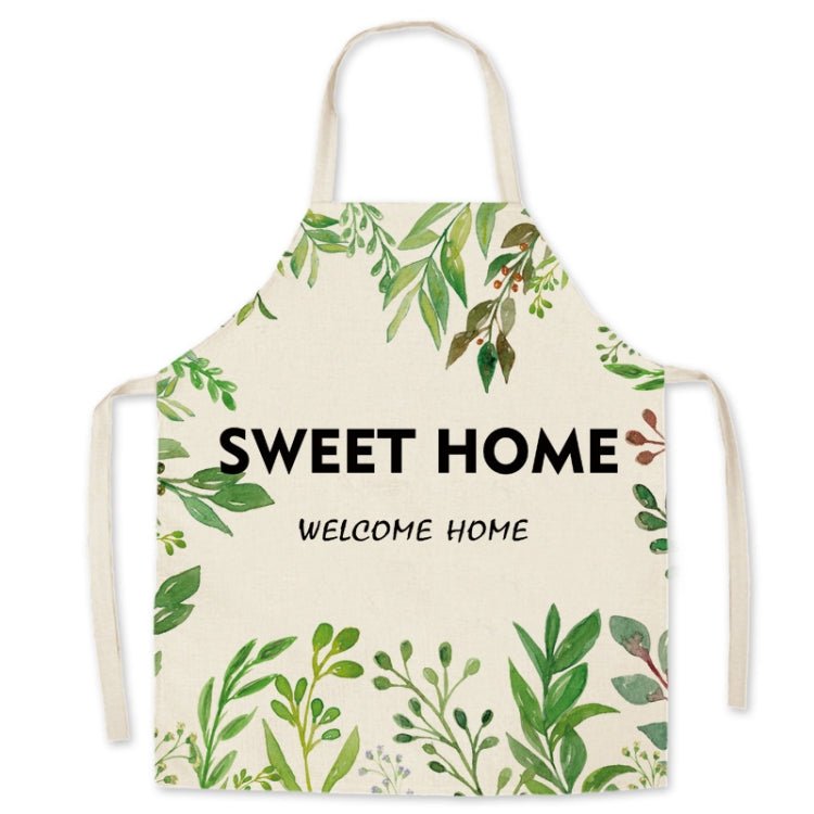 2 PCS Green Leaf Kitchen Apron Linen Cooking Gown Work Clothes, Specification: 65x75 cm