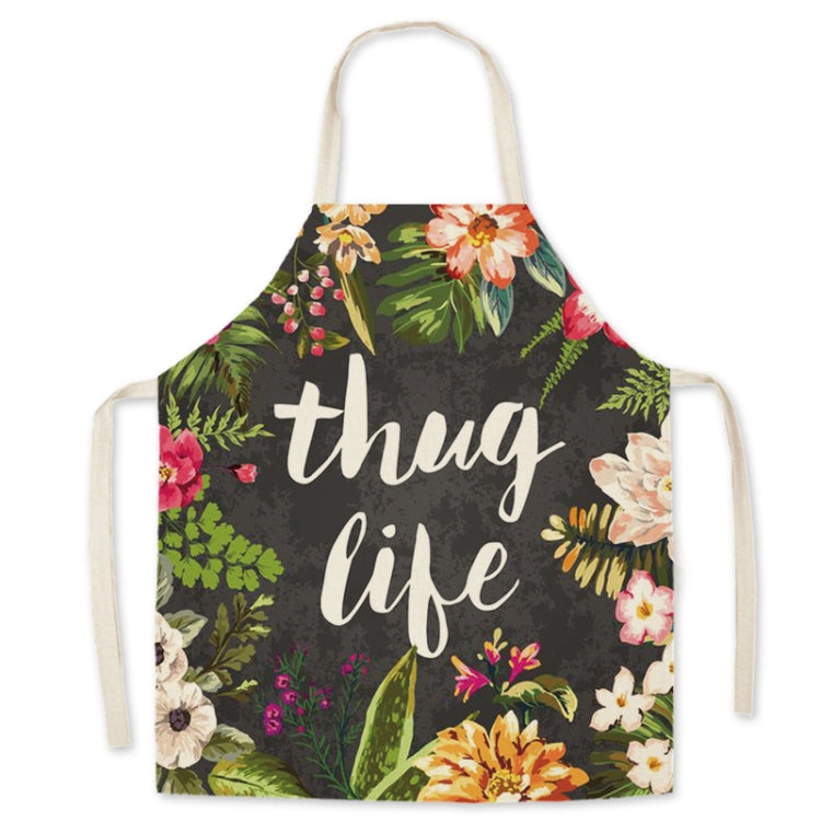 2 PCS Green Leaf Kitchen Apron Linen Cooking Gown Work Clothes, Specification: 65x75 cm