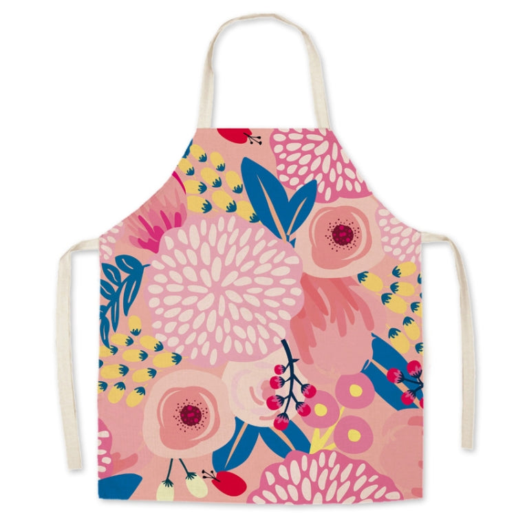 2 PCS Green Leaf Kitchen Apron Linen Cooking Gown Work Clothes, Specification: 65x75 cm