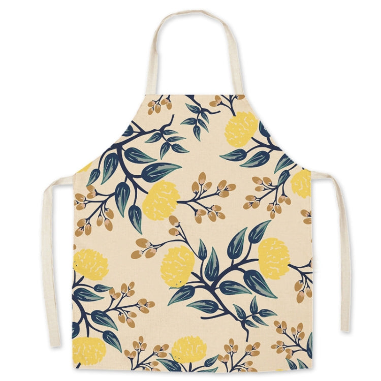2 PCS Green Leaf Kitchen Apron Linen Cooking Gown Work Clothes, Specification: 65x75 cm