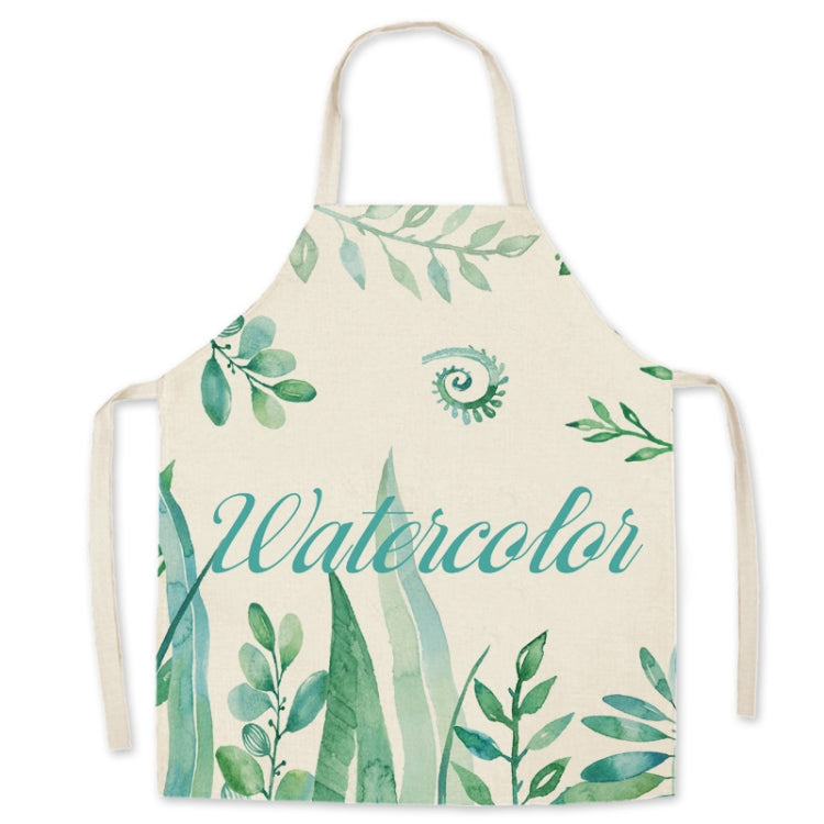 2 PCS Green Leaf Kitchen Apron Linen Cooking Gown Work Clothes, Specification: 45x56 cm