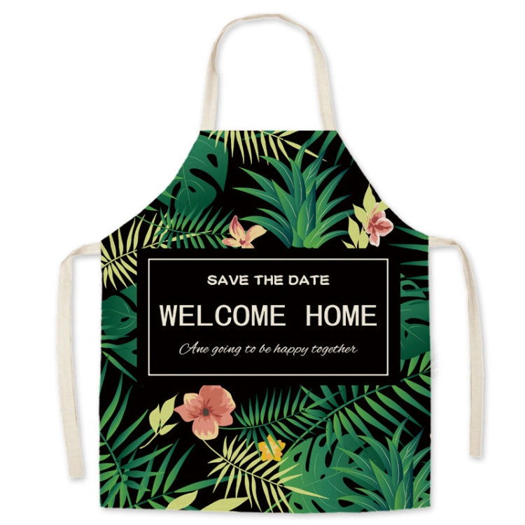 2 PCS Green Leaf Kitchen Apron Linen Cooking Gown Work Clothes, Specification: 45x56 cm
