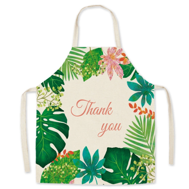 2 PCS Green Leaf Kitchen Apron Linen Cooking Gown Work Clothes, Specification: 45x56 cm