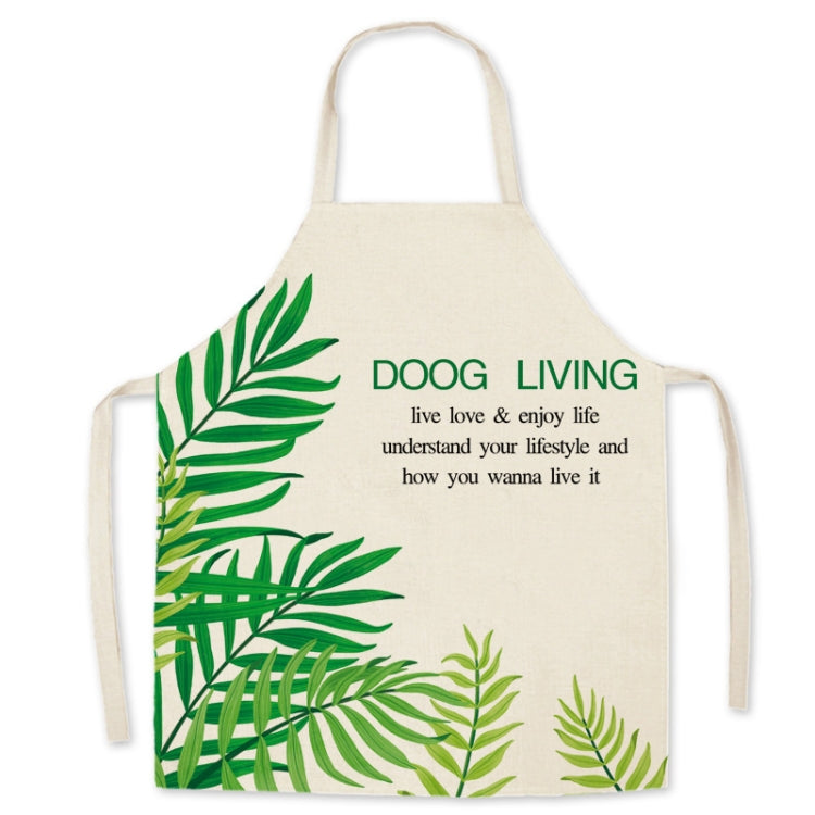2 PCS Green Leaf Kitchen Apron Linen Cooking Gown Work Clothes, Specification: 45x56 cm