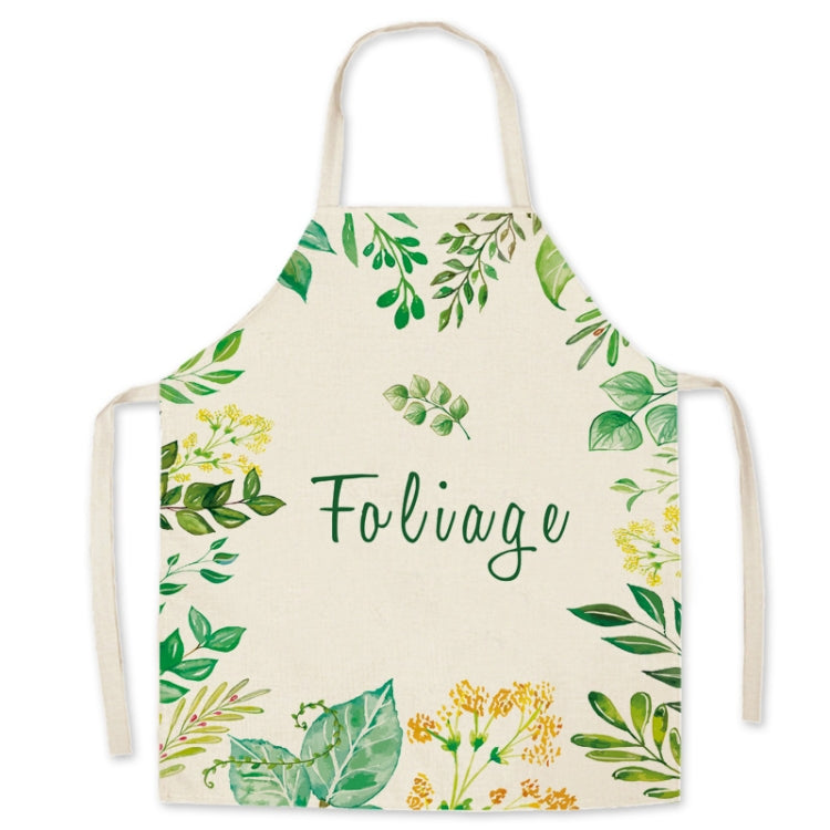 2 PCS Green Leaf Kitchen Apron Linen Cooking Gown Work Clothes, Specification: 45x56 cm