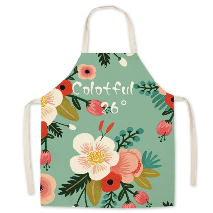 2 PCS Green Leaf Kitchen Apron Linen Cooking Gown Work Clothes, Specification: 45x56 cm