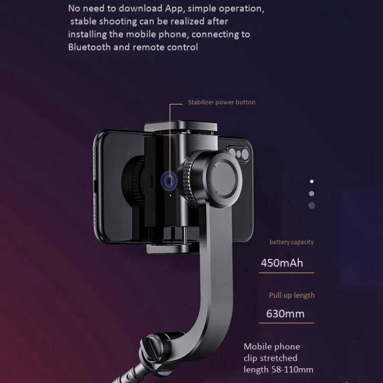 XYK-19017 Smart Anti-Shake Single Axis Stabilizer Retractable Mobile Phone Selfie Stick Video Live Tripod With Bluetooth Remote Control(Black)