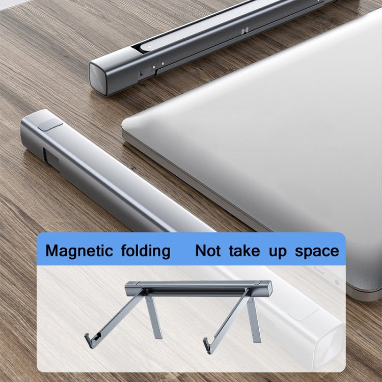 Laptop Desktop Heightening Bracket Portable Aluminum Alloy Portable Lifting Heat Dissipation Base(Silver Gray)