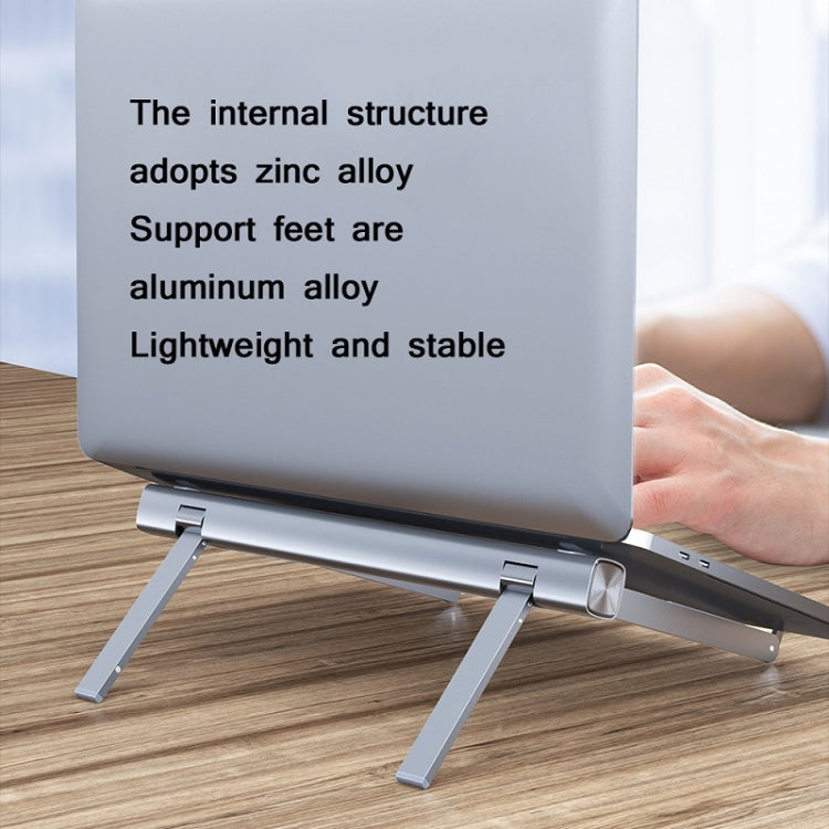 Laptop Desktop Heightening Bracket Portable Aluminum Alloy Portable Lifting Heat Dissipation Base(Silver Gray)