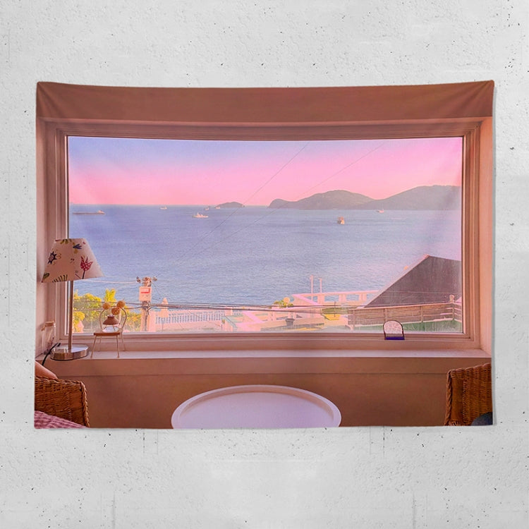 Sea View Window Background Cloth Fresh Bedroom Homestay Decoration Wall Cloth Tapestry, Size: 200x150cm