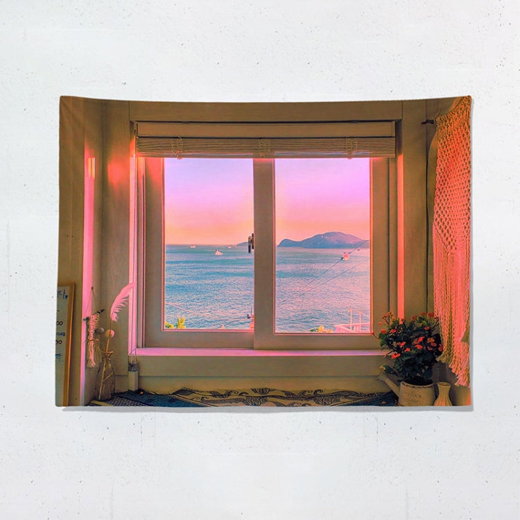 Sea View Window Background Cloth Fresh Bedroom Homestay Decoration Wall Cloth Tapestry, Size: 200x150cm