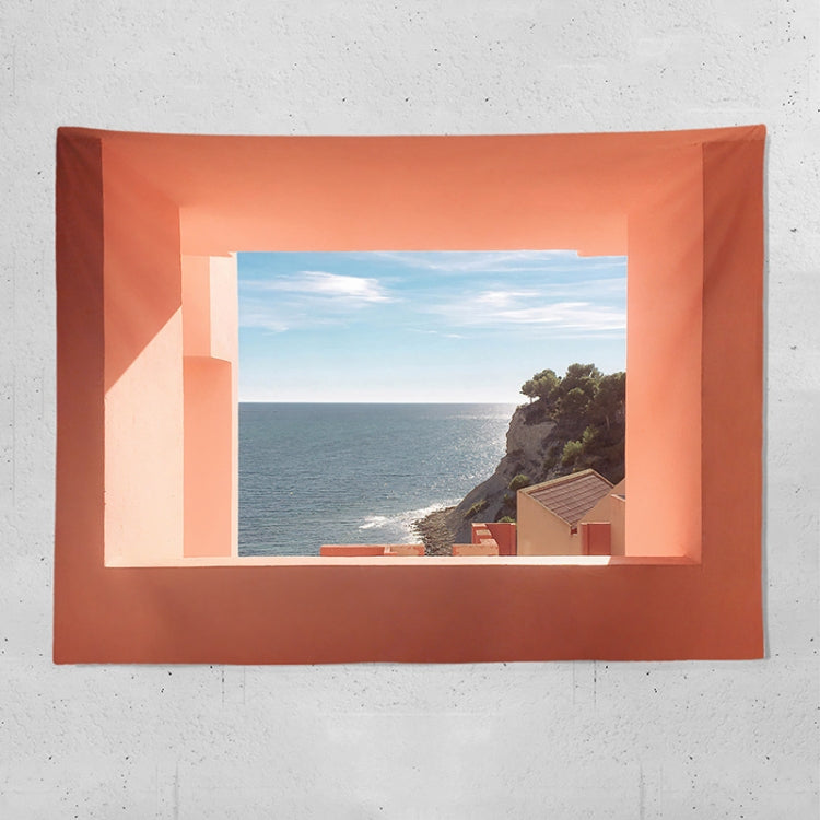Sea View Window Background Cloth Fresh Bedroom Homestay Decoration Wall Cloth Tapestry, Size: 200x150cm