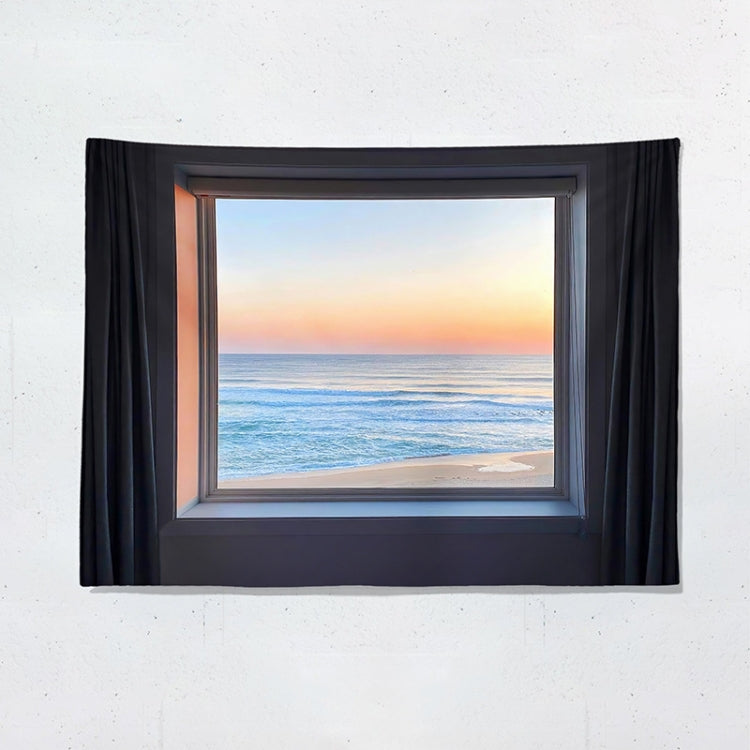 Sea View Window Background Cloth Fresh Bedroom Homestay Decoration Wall Cloth Tapestry, Size: 200x150cm