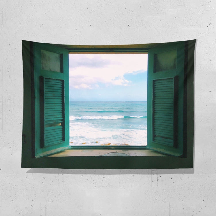 Sea View Window Background Cloth Fresh Bedroom Homestay Decoration Wall Cloth Tapestry, Size: 200x150cm