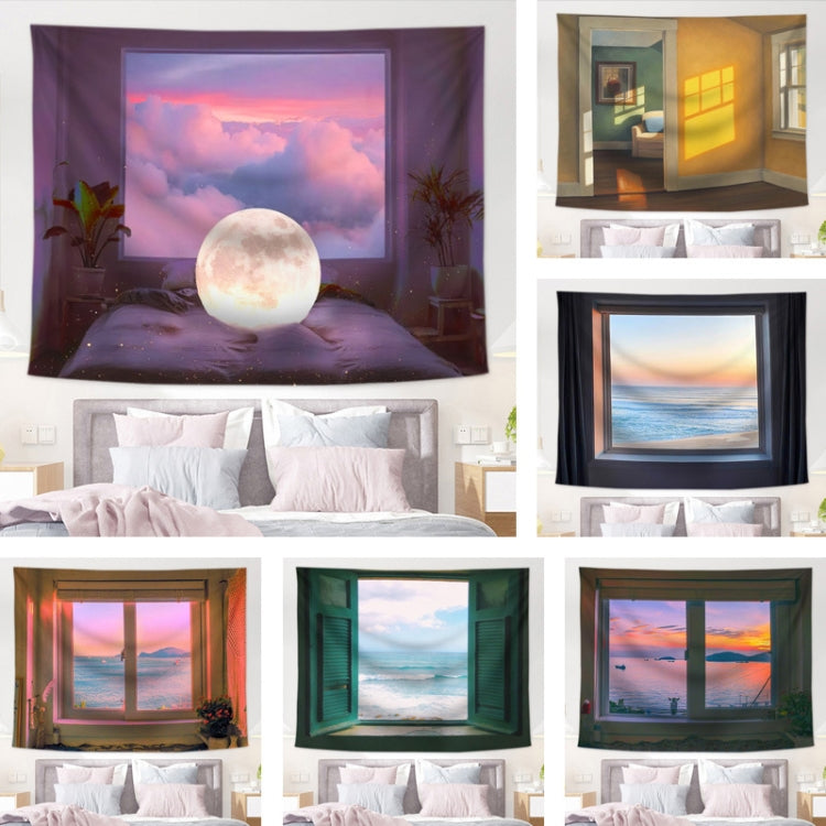 Sea View Window Background Cloth Fresh Bedroom Homestay Decoration Wall Cloth Tapestry, Size: 200x150cm