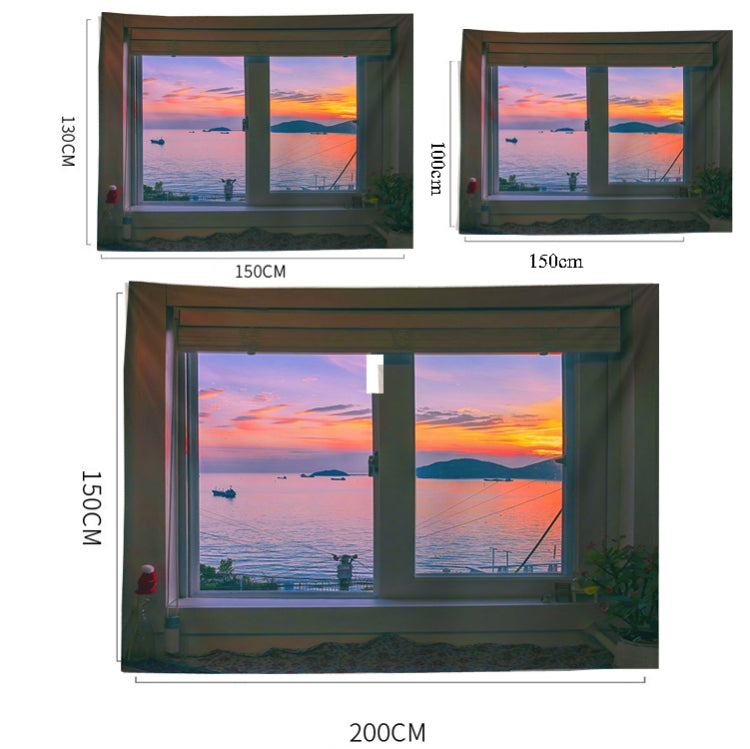 Sea View Window Background Cloth Fresh Bedroom Homestay Decoration Wall Cloth Tapestry, Size: 200x150cm