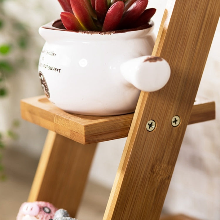 2 piece Plant Shelves Flower Display Stand Bamboo Display Stand Wood Shelf Storage Rack Outdoor Holder Flower Garden Rack Stand