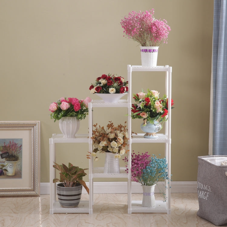 Flower stand floor flower stand multi-layer indoor balcony living room flower pot(white)
