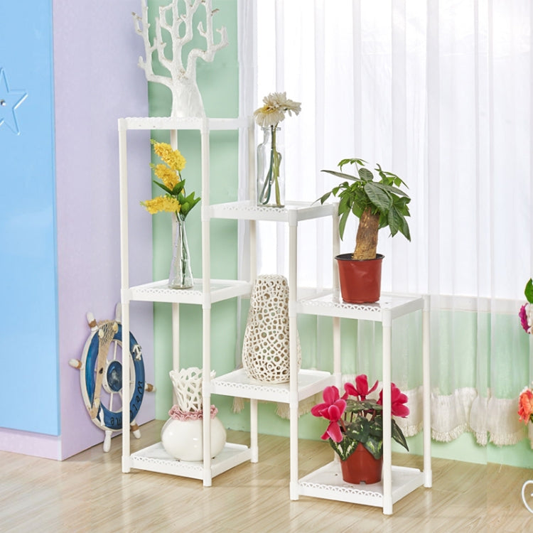 Flower stand floor flower stand multi-layer indoor balcony living room flower pot(white)