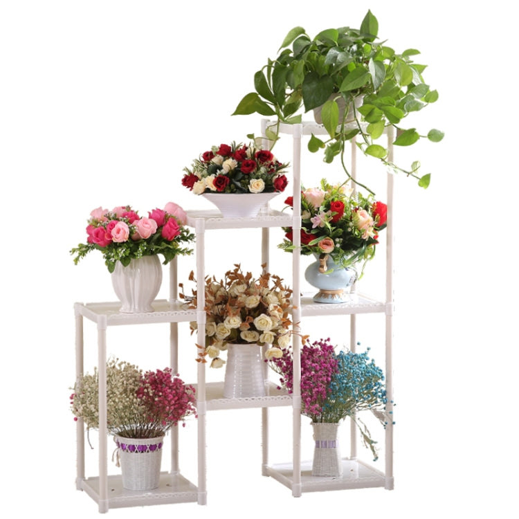 Flower stand floor flower stand multi-layer indoor balcony living room flower pot(white)