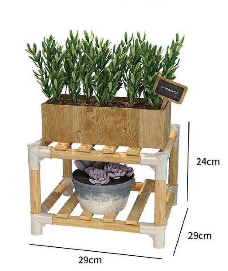 BRIDAY  Flower Frame Solid Wood Potted Carrot Wood Frame Hall Balcony Multilayer Potted Wood Frame(Yellow)