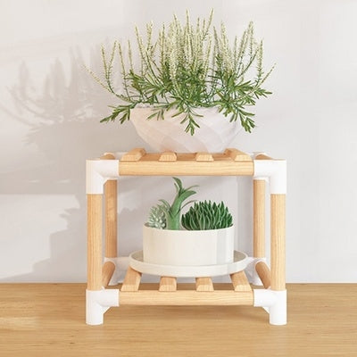 BRIDAY  Flower Frame Solid Wood Potted Carrot Wood Frame Hall Balcony Multilayer Potted Wood Frame(Yellow)