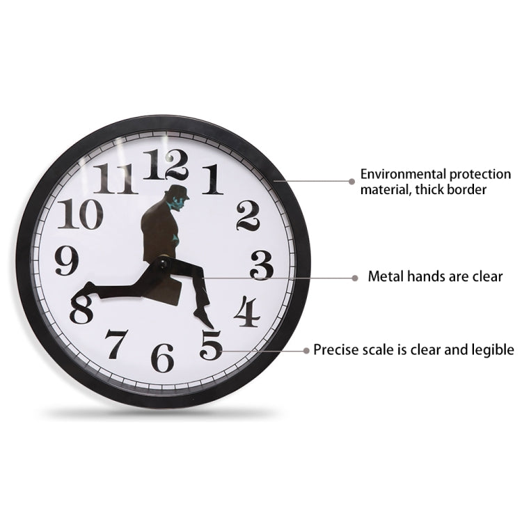 Walking Clock Businessman Briefcase Glass Wall Clock Personality Clock Decoration Round Clock