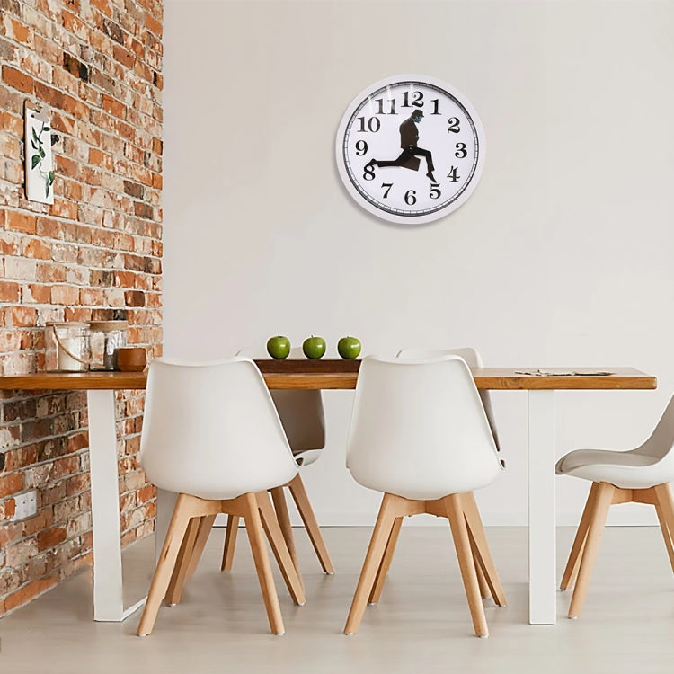 Walking Clock Businessman Briefcase Glass Wall Clock Personality Clock Decoration Round Clock
