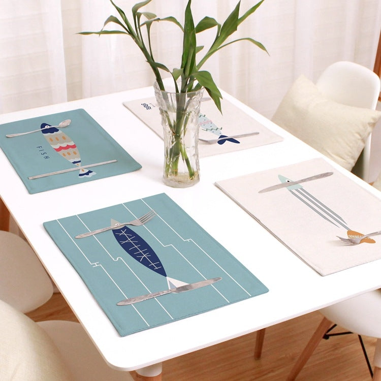Cotton And Linen Single Side Mediterranean Simple Fresh Geometric Placemat Potholder Table Mat