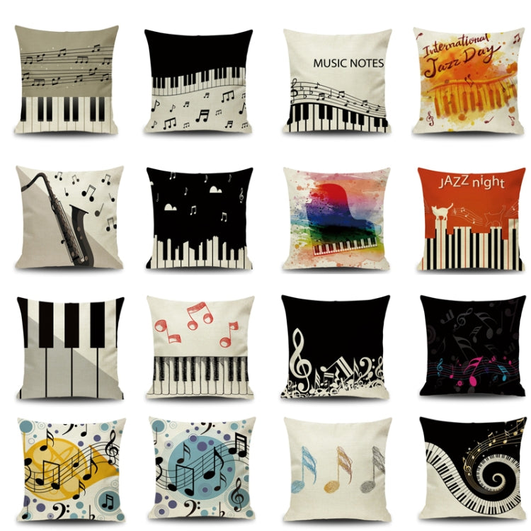 2 PCS Piano Note Digital Printed Linen Pillowcase Without Pillow Core, Size: 45x45cm
