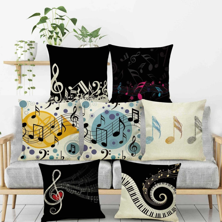 2 PCS Piano Note Digital Printed Linen Pillowcase Without Pillow Core, Size: 45x45cm