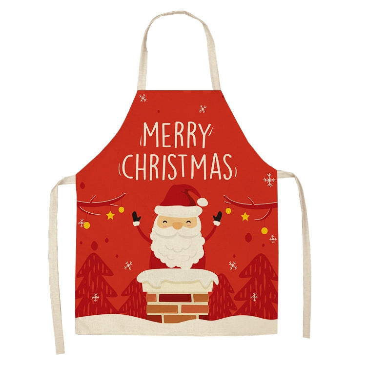 Fabric Linen Cleaning Apron Christmas Party Decoration Apron, Size: 68x55cm