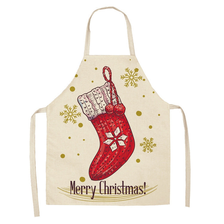 Fabric Linen Cleaning Apron Christmas Party Decoration Apron, Size: 68x55cm