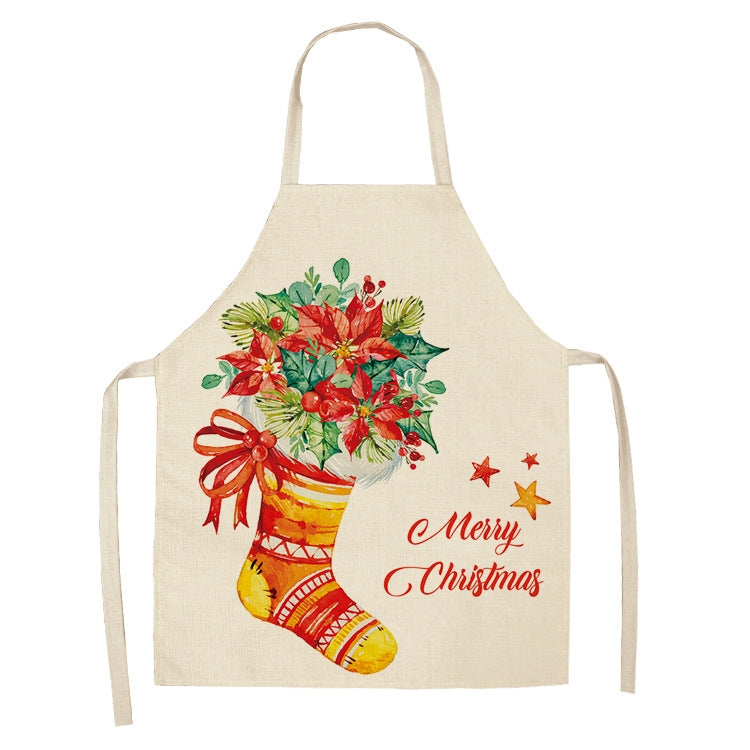 Fabric Linen Cleaning Apron Christmas Party Decoration Apron, Size: 68x55cm