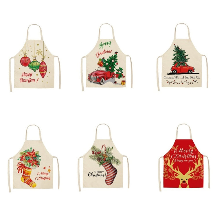 Fabric Linen Cleaning Apron Christmas Party Decoration Apron, Size: 68x55cm