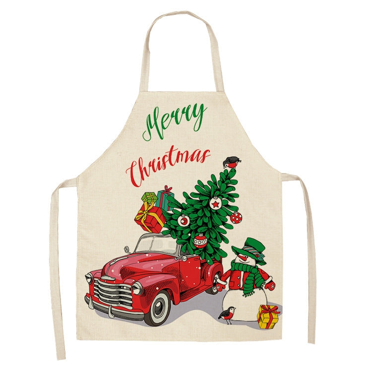 Fabric Linen Cleaning Apron Christmas Party Decoration Apron, Size: 47x38cm