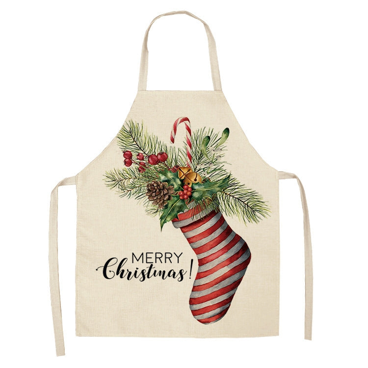 Fabric Linen Cleaning Apron Christmas Party Decoration Apron, Size: 47x38cm