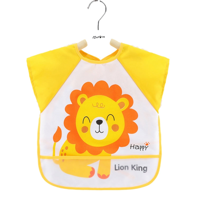 2 PCS Baby Eating Gown Children Waterproof Apron, Colour: Sleeveless Yellow Lion