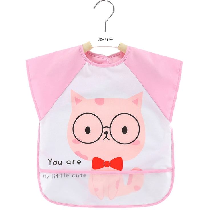 2 PCS Baby Eating Gown Children Waterproof Apron, Colour: Sleeveless Pink Cat(110cm)