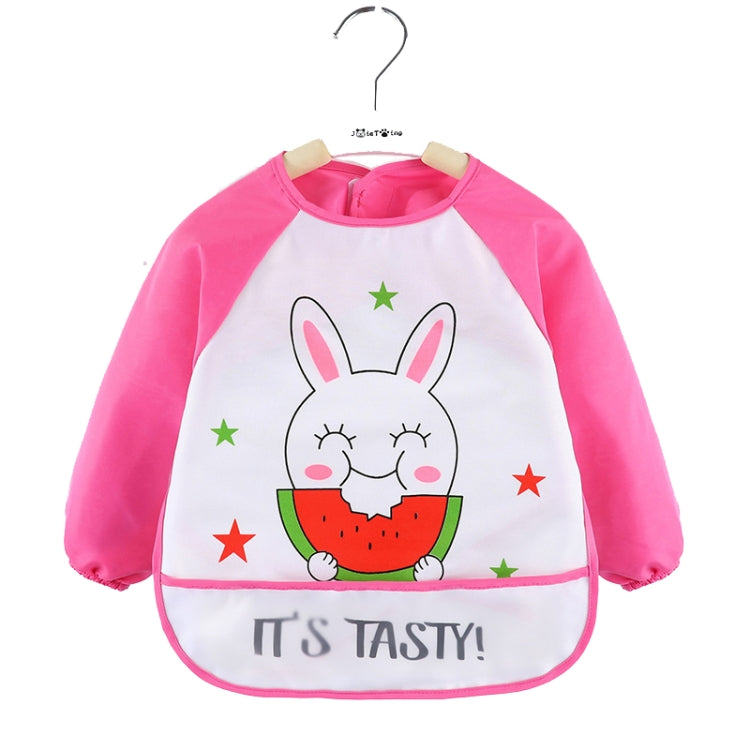 2 PCS Baby Eating Gown Children Waterproof Apron, Colour: Long-sleeved Watermelon Rabbit(90cm)