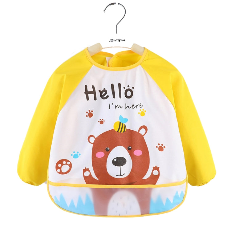 2 PCS Baby Eating Gown Children Waterproof Apron, Colour: Long-sleeved Yellow Bear(90cm)