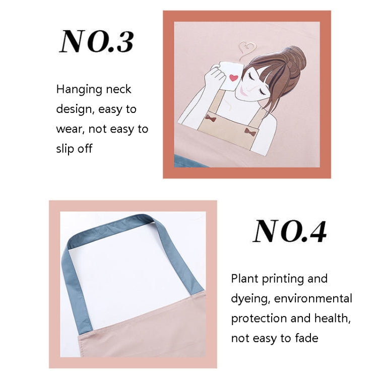 2 PCS Kitchen Hand Wipe Apron Waterproof Oil-Proof Home Work Clothes, Colour: Beauty coffee (Pink) + Sleeve