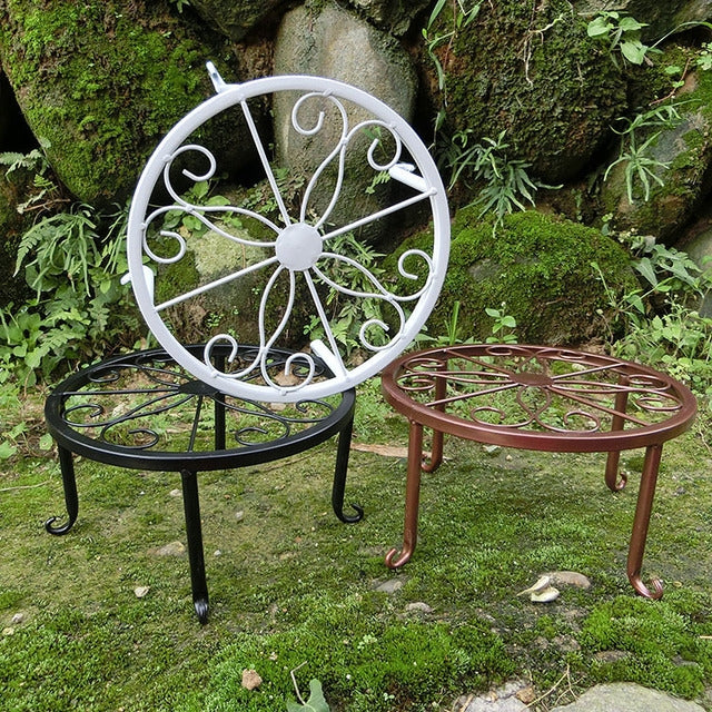 4 PCS Garden Decorative Flower Pot Display Shelf Rack(Black)