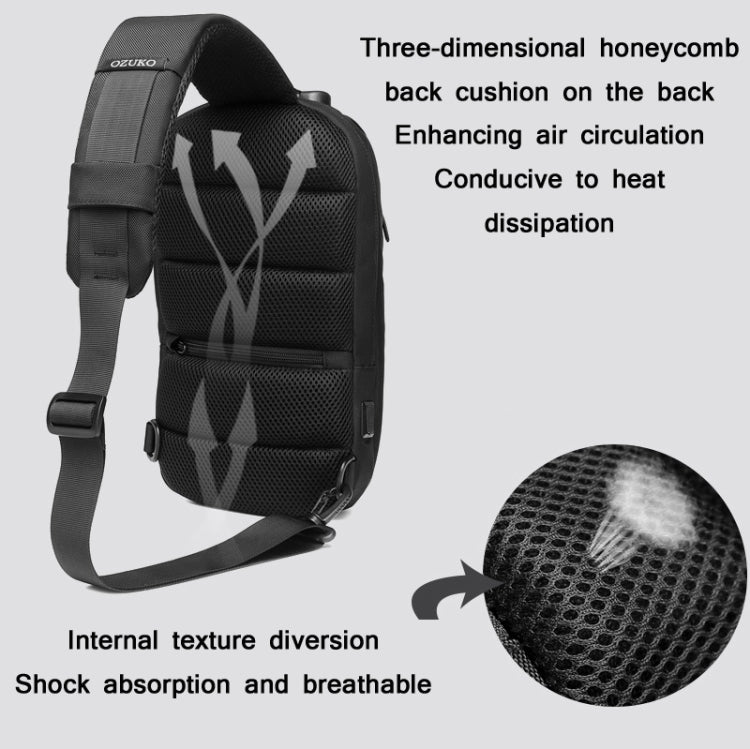 Ozuko 9361 Men Multifunctional Waterproof Crossbody Motorcycle Chest Bag