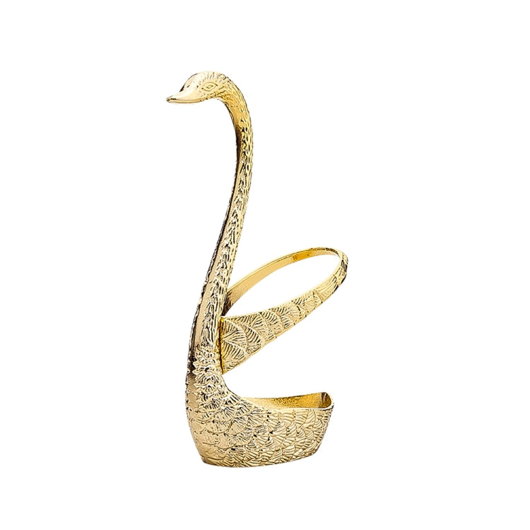 Swan Fruit Fork And Spoon Set Dessert Fork Fruit Fork Rack Tableware Wedding Gift, Colour: Golden Striped Base