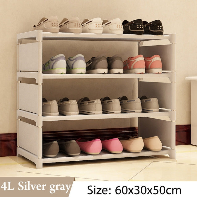 Multi Layer Shoe Rack Nonwovens Steel Pipe home Shoe cabinet Shelf Storage Organizer Stand Holder