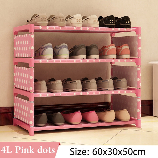Multi Layer Shoe Rack Nonwovens Steel Pipe home Shoe cabinet Shelf Storage Organizer Stand Holder
